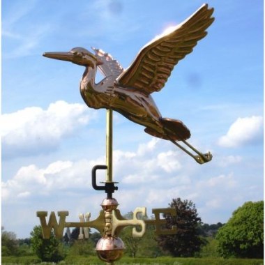 Copper heron weathervane